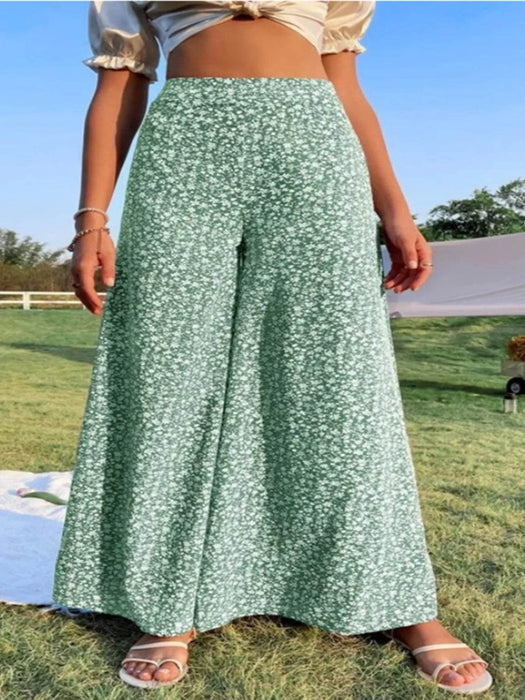 Floral Wide Leg Pants - Byyde