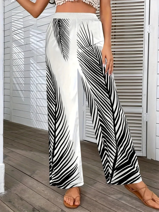 Printed Wide Leg Pants - Byyde