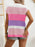 Color Block Notched Short Sleeve Knit Top - Byyde