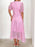 Eyelet Lace V-Neck Midi Dress with Puff Sleeves - Byyde