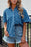Pocketed Collared Neck Short Sleeve Womens Denim Shirt – Stylish Ladies Denim Shirt - Byyde