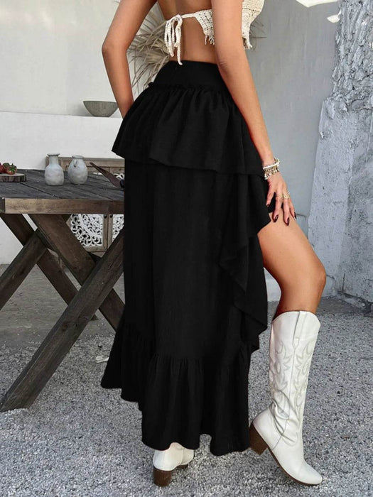 Devine High-Low Ruched Layered Skirt - Byyde