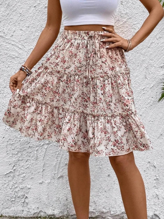 Floral Print Midi Skirt - Byyde