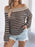 Openwork Striped Off-Shoulder Knit Top - Byyde