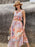 Printed V-Neck Top and Midi Skirt Set - Byyde