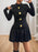 Decorative Button Mock Neck Long Sleeve Mini Dress - Byyde