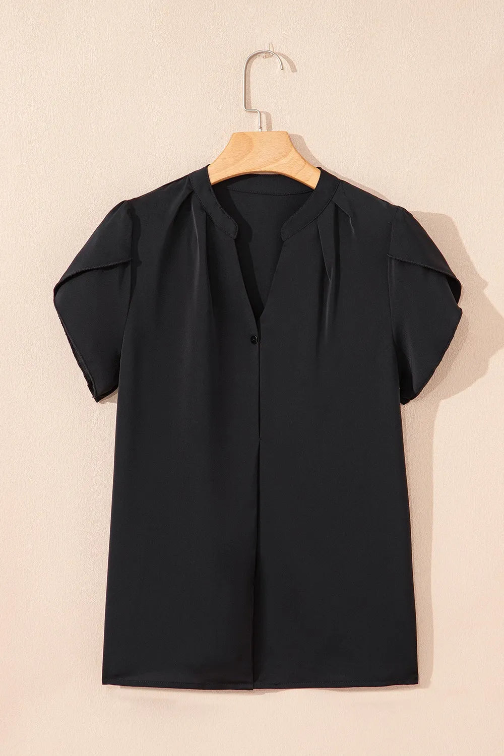 Short Sleeve Notched Blouse - Byyde