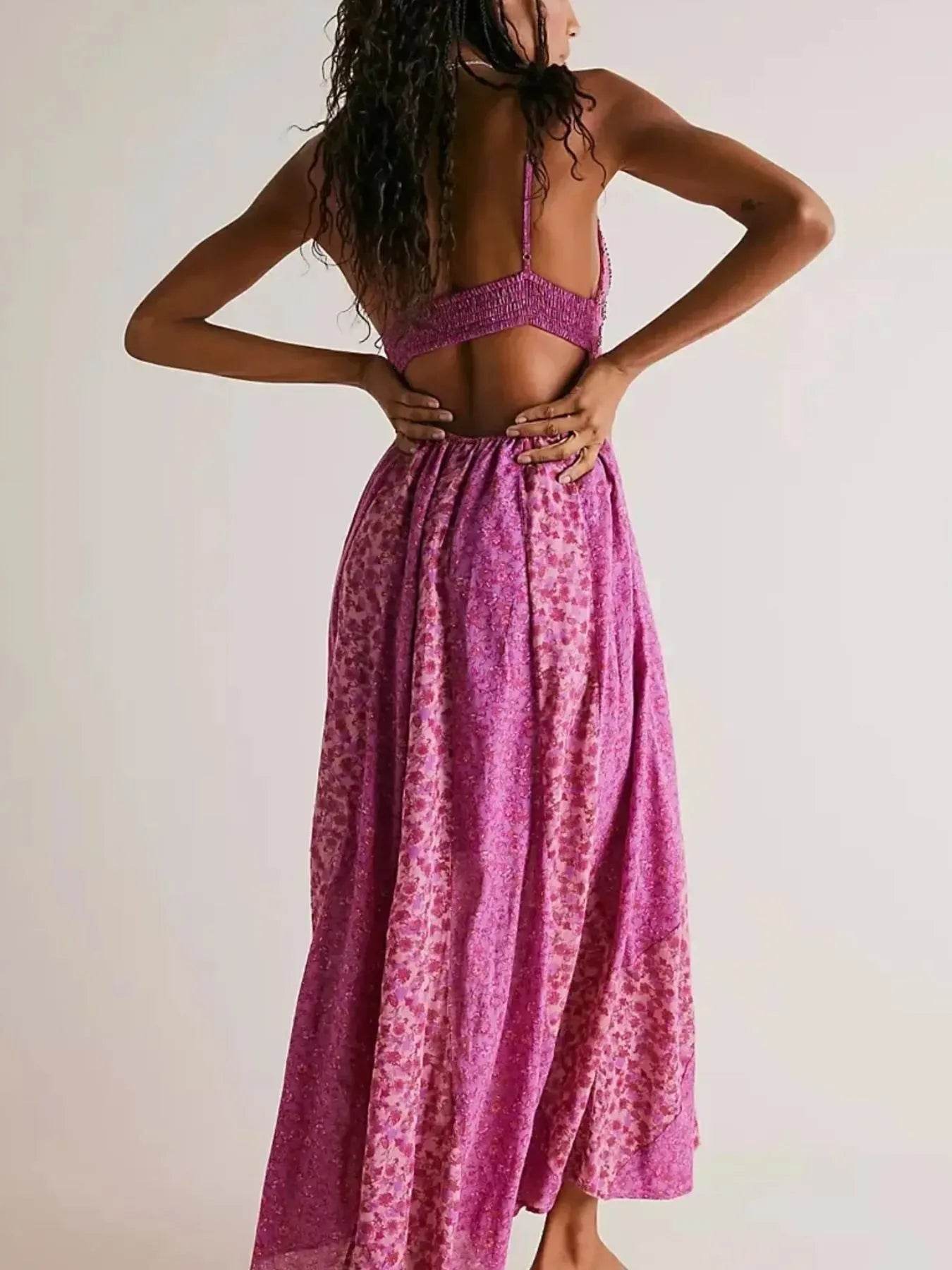 Floral V-Neck Maxi Cami Dress - Byyde