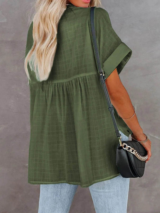 Full Size Oversized Notched Casual Shirt Plus Size - Byyde