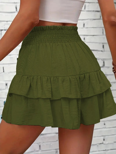 Ruffle Layered High Waist Casual Skort - Byyde