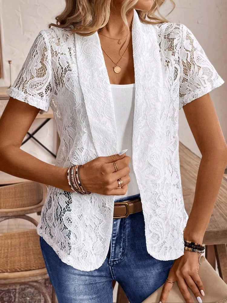 Lapel Collar Lace Blazer - Byyde