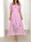 Eyelet Lace V-Neck Midi Dress with Puff Sleeves - Byyde