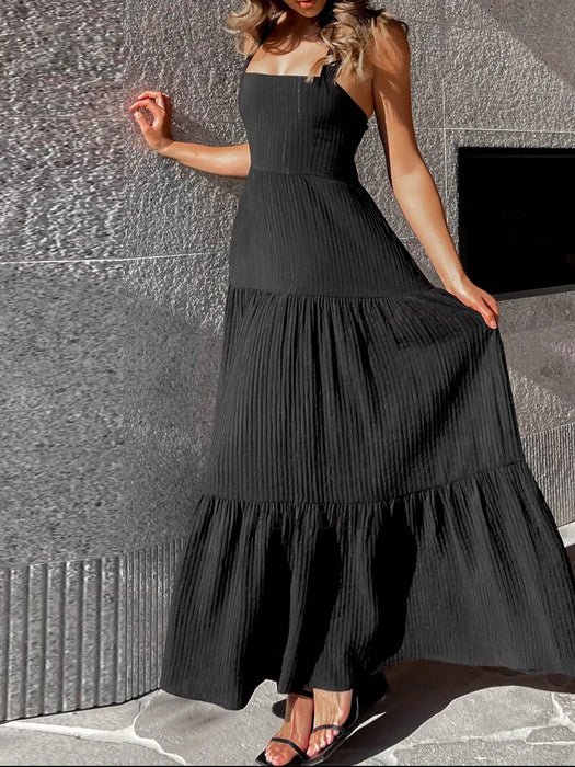 Square Neck Tiered Maxi Dress - Byyde