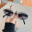 Rhinestones Decor Oval Sunglasses - Byyde