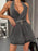 Halter Neck Belted Denim Mini Dress - Byyde