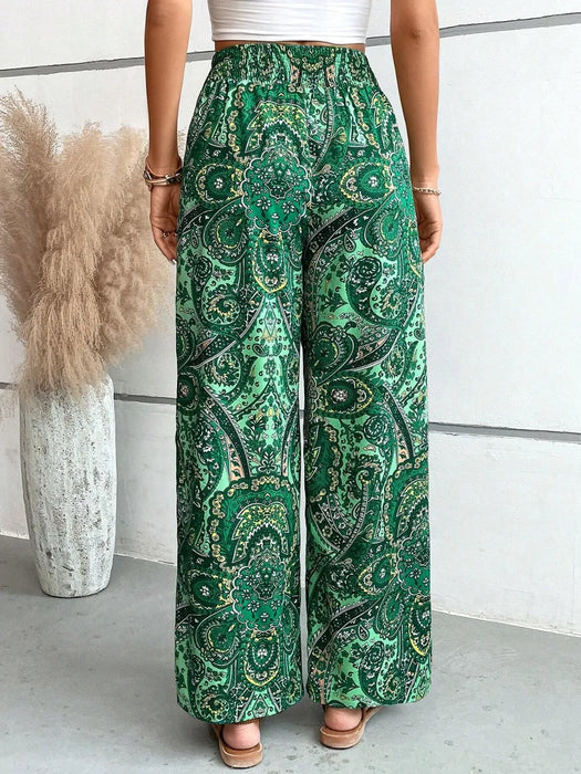 Printed Wide Leg Pants - Byyde