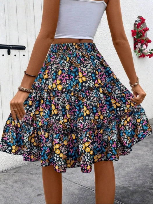 Floral Print Midi Skirt - Byyde