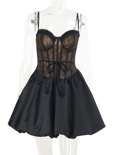 Sweetheart Neck Lace Dress and Cover Up Set - Byyde