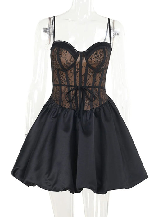 Sweetheart Neck Lace Dress and Cover Up Set - Byyde