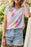 High-Low V-Neck Short Sleeve Blouse - Byyde