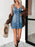 Button Front Sweetheart Neck Denim Mini Dress - Byyde