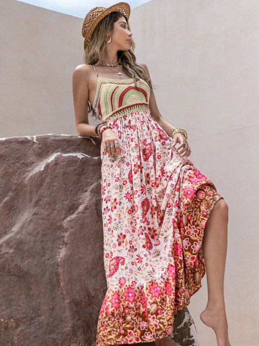 Printed Scoop Neck Cami Dress - Byyde