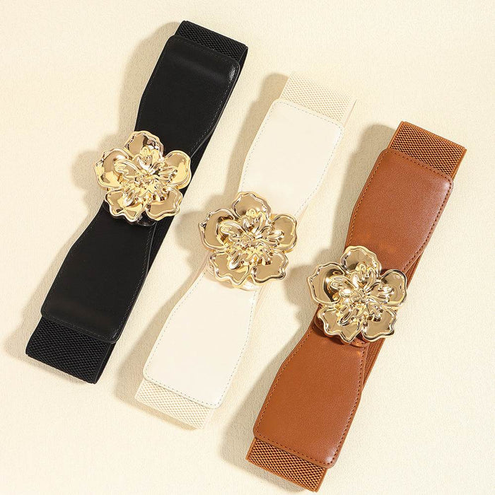 Flower Alloy Buckle Elastic Belt - Byyde