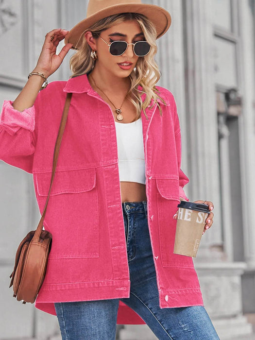 Button Up Long Sleeve Denim Jacket - Byyde