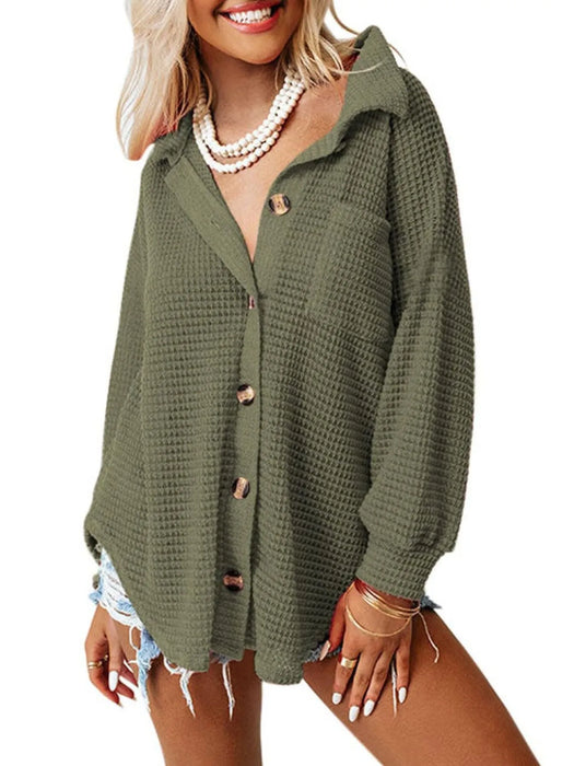 Waffle Knit Button-Down Shirt - Byyde