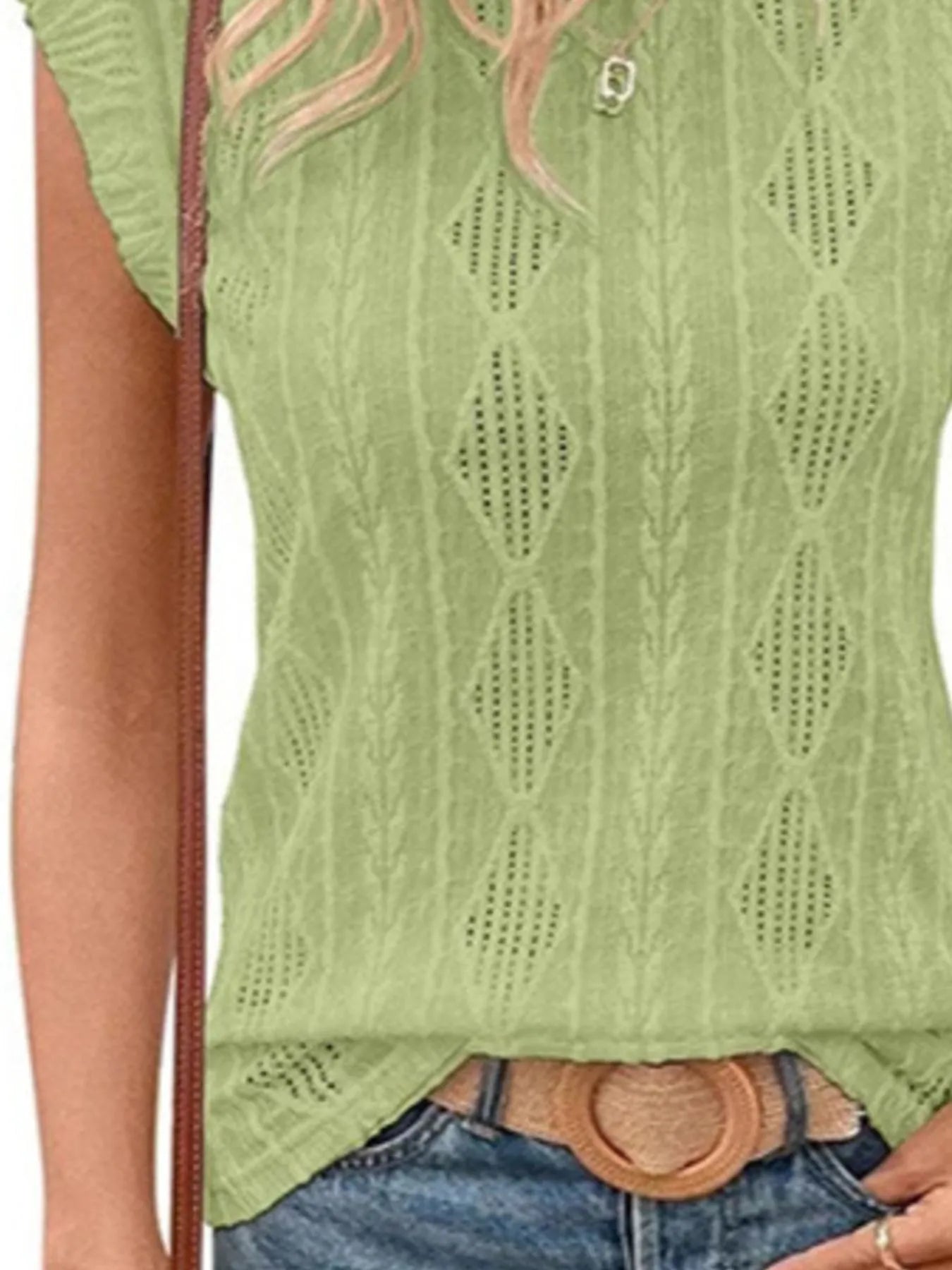 Openwork Round Neck Top - Byyde