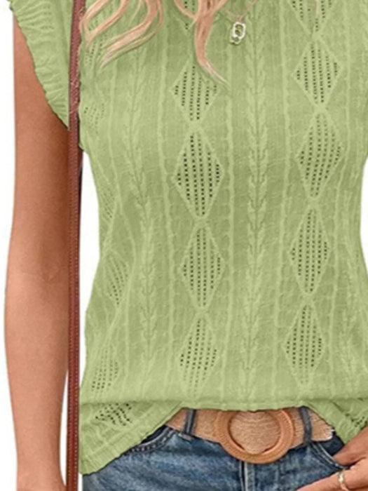 Openwork Round Neck Top - Byyde