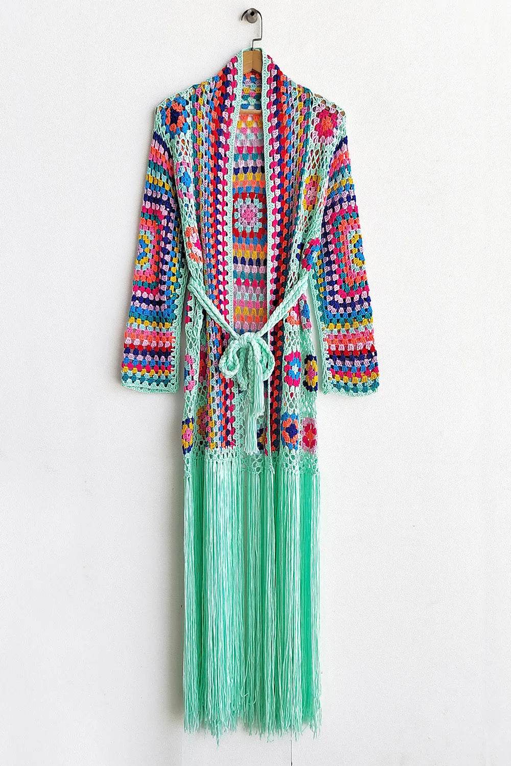 Fringe Tied Long Sleeve Cardigan - Byyde