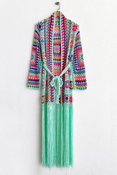Fringe Tied Long Sleeve Cardigan - Byyde