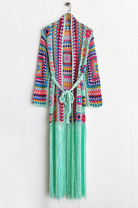 Fringe Tied Long Sleeve Cardigan - Byyde
