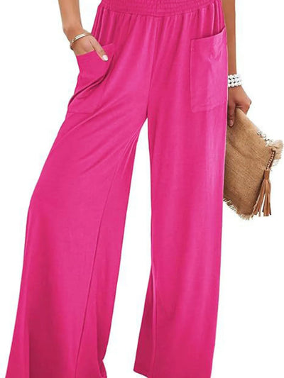 High-Waisted Wide Leg Pants with Pockets - Byyde