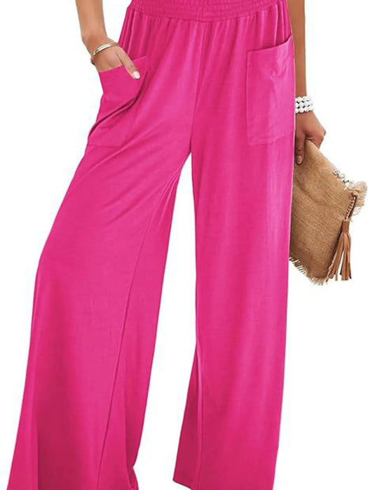 High-Waisted Wide Leg Pants with Pockets - Byyde