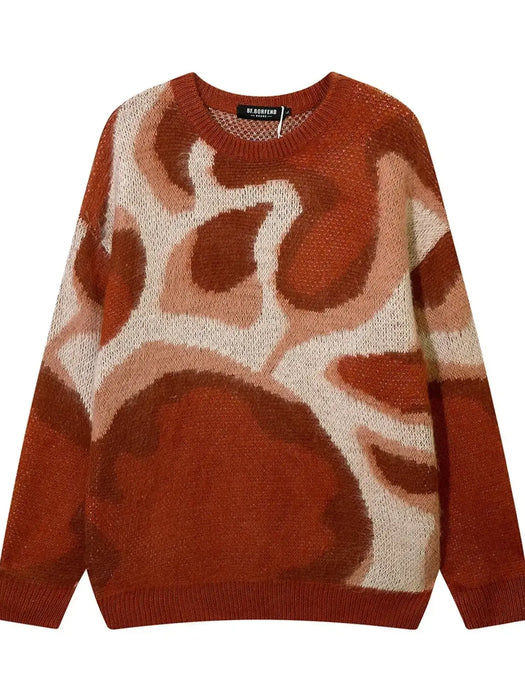 Men's Abstract Pattern Round Neck Knit Sweater - Byyde