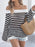 Openwork Striped Off-Shoulder Knit Top - Byyde