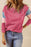 Color Block Round Neck Long Sleeve Sweatshirt - Byyde