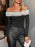 Perfee Sequin Ruffled Off-Shoulder Long Sleeve Bodysuit - Byyde