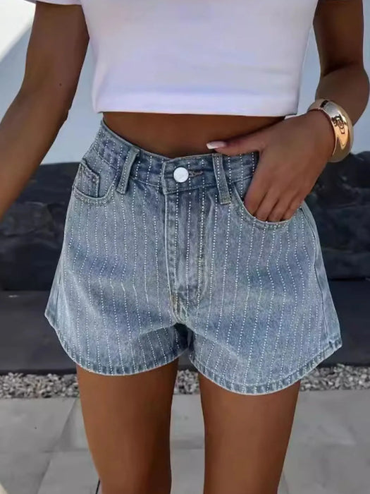 High Waist Wash Denim Shorts - Byyde