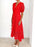 Eyelet Lace V-Neck Midi Dress with Puff Sleeves - Byyde