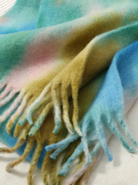Fringe Tie-Dye Polyester Scarf - Byyde