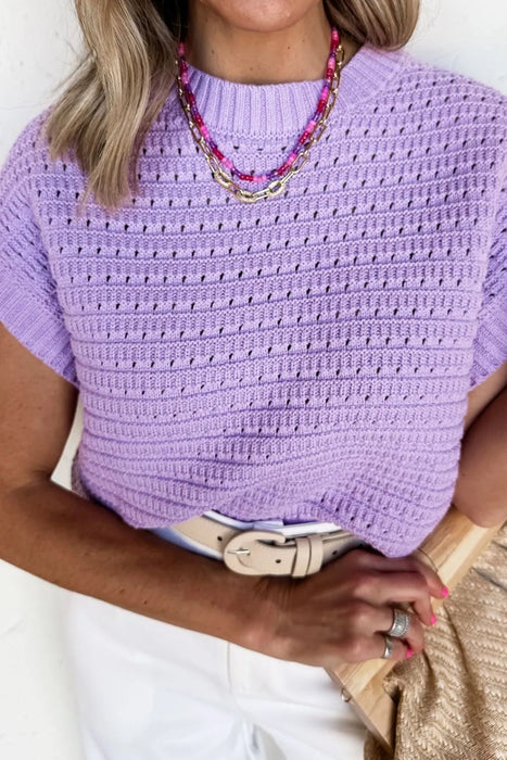 Short Sleeve Knit Sweater Top - Byyde