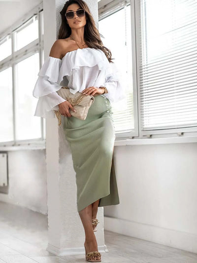 Slit Elastic Waist Skirt - Byyde