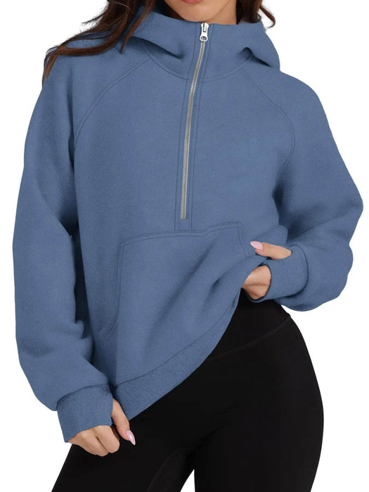 Half-Zip Hoodie with Kangaroo Pocket - Byyde