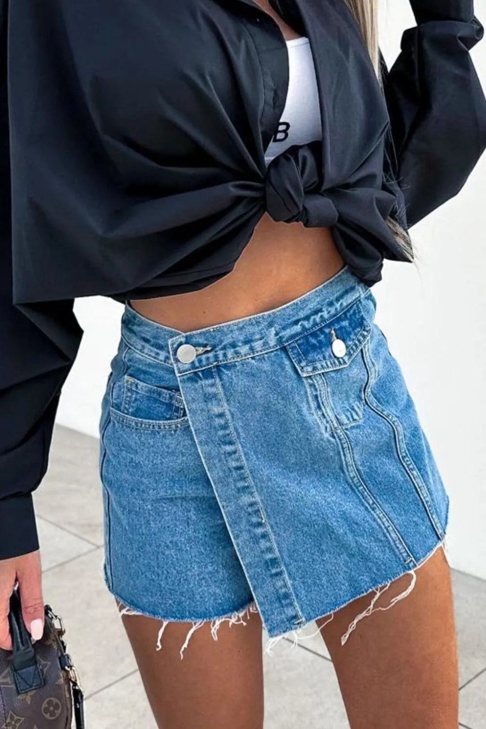 Raw Hem Denim Skorts - Byyde