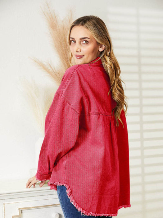 Distressed Raw Hem Denim Jacket - Byyde