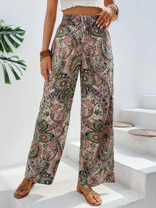 Printed Wide Leg Pants - Byyde