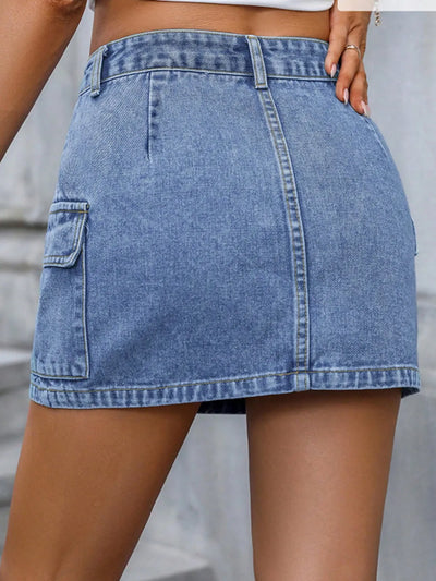 Pocketed Denim Mini Skirt - Byyde